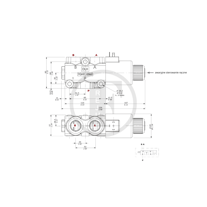 Elektrozawór Walvoil 3/2 DFE20 12V / 24V – 140 l/min